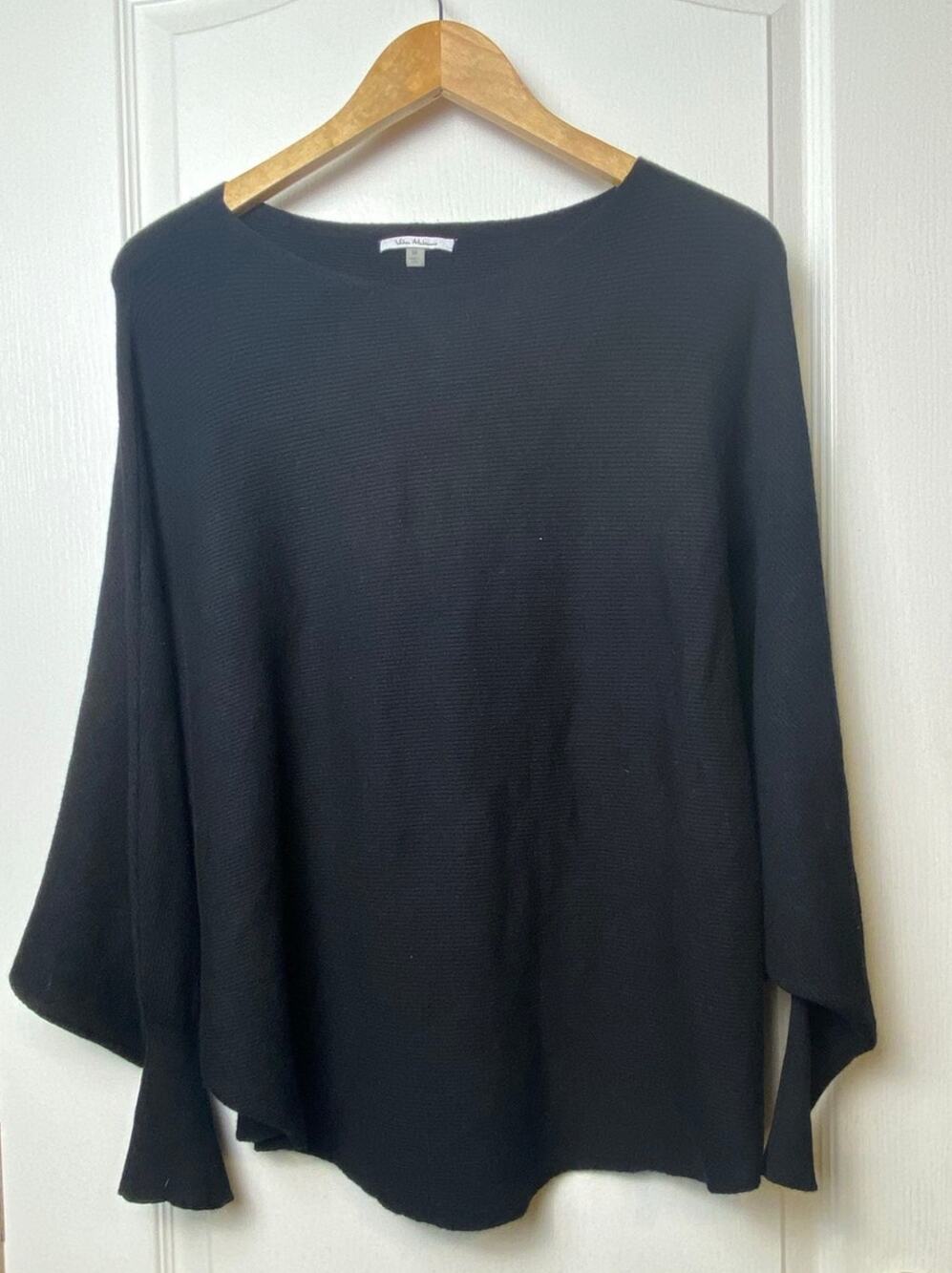 Vila Milano Black Ribbed Dolman Batwing Sleeve Knit Sweater Women's Size Medium